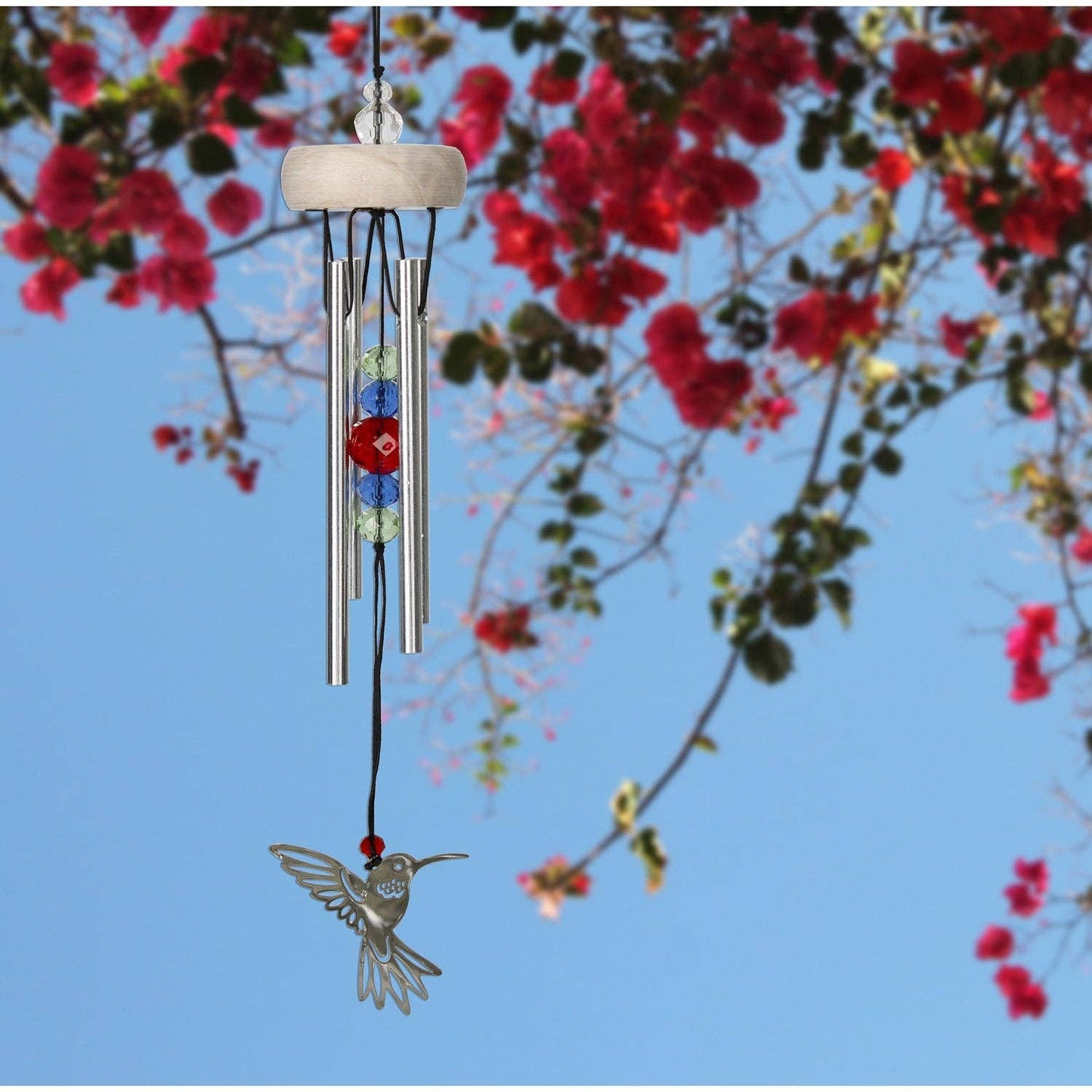 decorative wind chime with hummingbird accessory