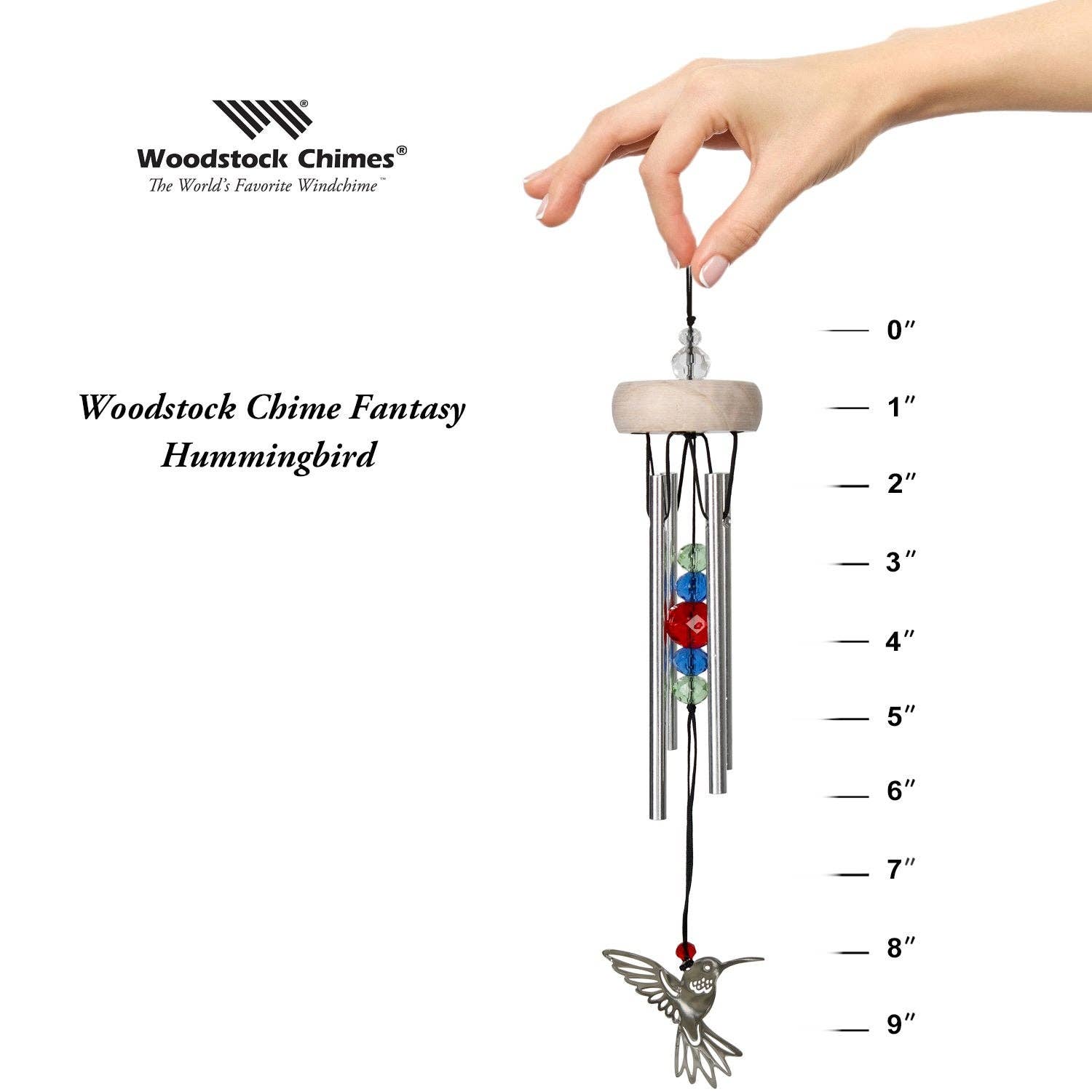 humming bird decorative wind chime featuring size of about 9"