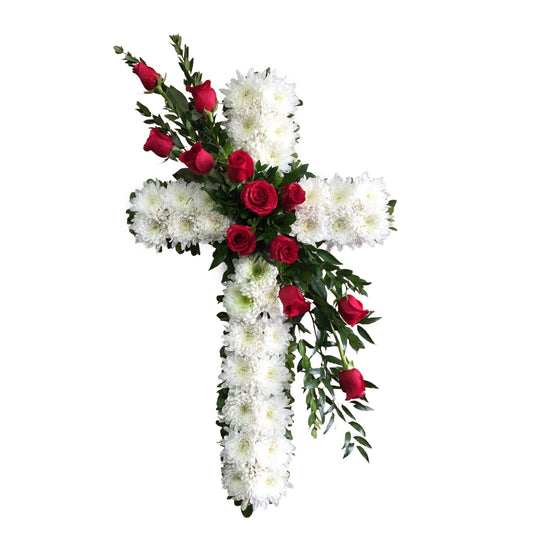 Standing Sympathy Cross with Roses