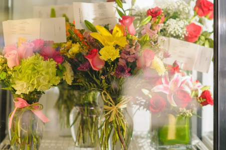 Sneak peak into floral cooler at Scent & Violet florist in Houston, TX. Photo by D. Osinulu