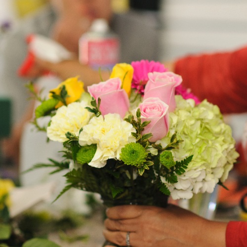 making of a bouquet at scent & violet florist in Houston, TX 