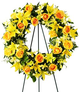 Yellow sympathy wreath  in Houston, TX