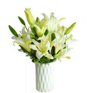 White Lilies Vase in Houston, TX