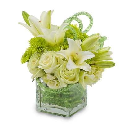 White with a green flair bouquet  in Houston, TX