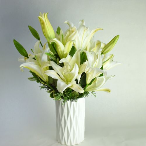 White Lilies Vase