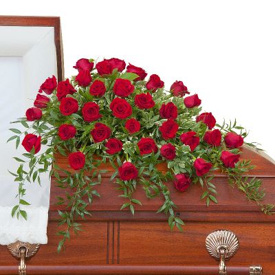 CALL FOR AVAILABILITY Simply Roses Deluxe Casket Spray in Houston, TX