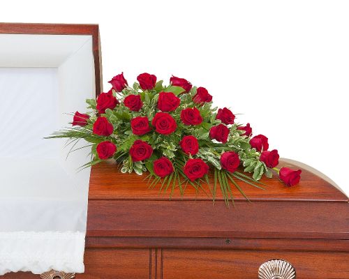 Simply Roses casket spray in Houston, TX